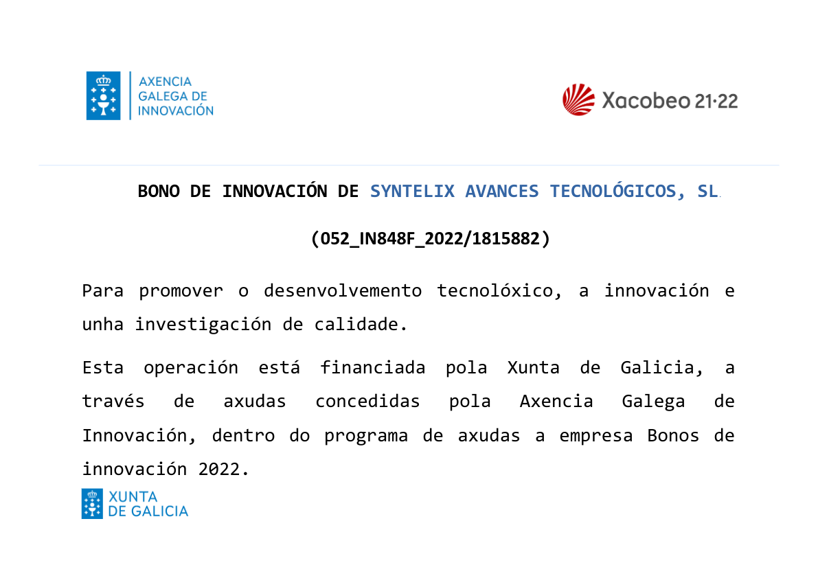 BONO DE INNOVACIÓN DE SYNTELIX AVANCES TECNOLÓGICOS, SL.